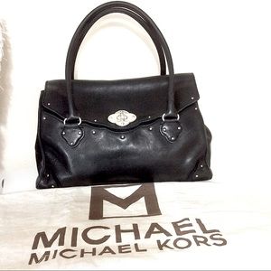 Vintage Michael Kors Studded Leather Shoulder Satchel Black
